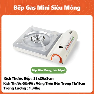 Bếp Ga Mini Siêu Mỏng Tiết Kiệm Gas Nhỏ Gọn, Dễ Mang Theo, An Toàn, Giá 459.000₫