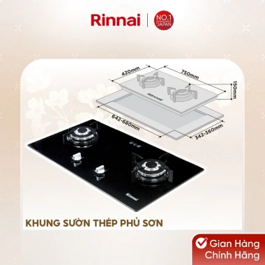 Bếp gas âm Rinnai RVB-212BG mặt kính kiềng men - Giá ưu đãi 3.913.140₫