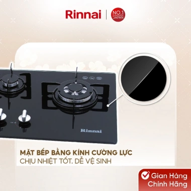 Bếp gas âm Rinnai RVB-312BG - Mặt kính sang trọng, kiềng men bền, giảm giá