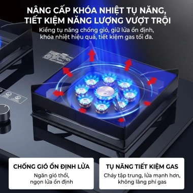 Bếp Gas Đôi Lật Cao Cấp 10 Đầu Đốt - Tự Động Ngắt, Kính Cường Lực, Tiết Kiệm Gas, Bảo Hành 12 Tháng - Giá 2.5 Triệu