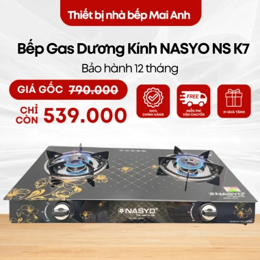Bếp Gas Đôi NASYO NS-K7 Mặt Kính Cường Lực Siêu Bền Tiết Kiệm Gas Giá 539.000₫ Bếp Gas Đôi NASYO NS-K7 Mặt Kính Cường Lực Siêu Bền Tiết Kiệm Gas Giá 539.000₫