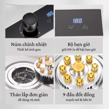 Bếp Gas Đơn GZ499 Cảm Biến 9 Đầu Đốt ĐỒNG Cao Cấp - Hẹn Giờ Ngắt, Bảo Hành Chính Hãng, Giá 1,1 Triệu