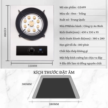 Bếp Gas Đơn GZ499 Cảm Biến 9 Đầu Đốt ĐỒNG Cao Cấp - Hẹn Giờ Ngắt, Bảo Hành Chính Hãng, Giá 1,1 Triệu