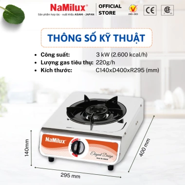 Bếp Gas Đơn NaMilux NH-260ASM/NA-300ASM 3kW Hàng Chính Hãng - Giá 449k, Tiết Kiệm Năng Lượng, Nấu Nhanh