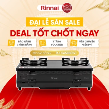 Bếp gas dương Rinnai RJ-565EB, mặt bếp men và kiềng men, hàng chính hãng, giảm 19%
