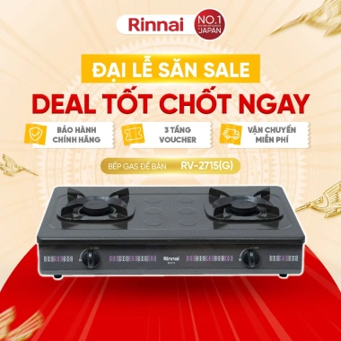 Bếp gas dương Rinnai RV-2.715(G) mặt bếp men + kiềng men - Giá 916.300₫, an toàn, tiết kiệm năng lượng