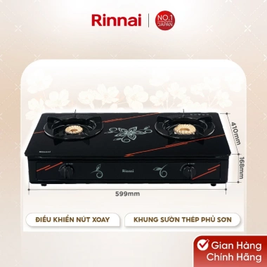 Bếp gas dương Rinnai RV-3.615GL(FM) - mặt bếp kính sang, kiềng bếp men bền, giảm 21% chỉ 1.951.180₫