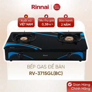 Bếp gas dương Rinnai RV-3.715GL mặt bếp kính, kiềng men - Giá chỉ 2.091.320đ