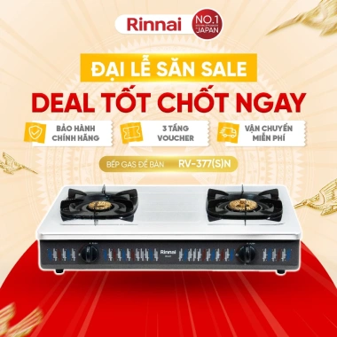 Bếp gas dương Rinnai RV-377(S)N mặt bếp inox kiềng men - Giá ưu đãi 1,250,480₫