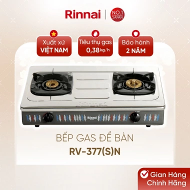Bếp gas dương Rinnai RV-377(S)N mặt bếp inox kiềng men - Giá ưu đãi 1,250,480₫