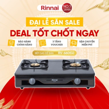 Bếp gas dương Rinnai RV-660(G) - Mặt bếp men + Kiềng men, Giá ưu đãi 1.48 triệu