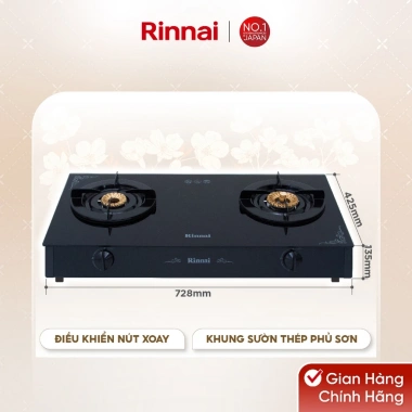 Bếp gas dương Rinnai RV-7 Double Glass mặt bếp kính, kiềng bếp men - Giá giảm 22% 2.490.180 VNĐ