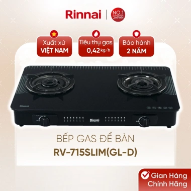 Bếp gas dương Rinnai RV-715Slim GL-D mặt kính, kiềng men Giá ưu đãi 2.842.400₫ 2