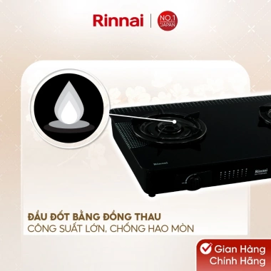 Bếp gas dương Rinnai RV-715Slim GL-D mặt kính, kiềng men Giá ưu đãi 2.842.400₫ 3