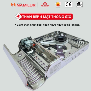 Bếp gas mini Namilux 2S MLN-202SS - Chống cháy nổ, inox, hàng chính hãng, 340.000₫ 3