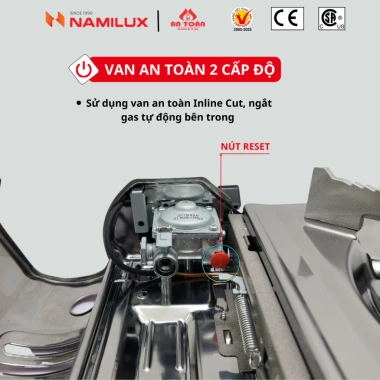 Bếp gas mini Namilux 2S MLN-202SS - Chống cháy nổ, inox, hàng chính hãng, 340.000₫ 6