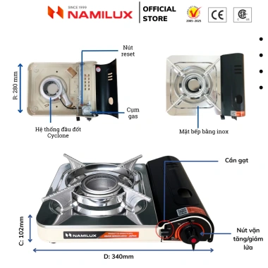Bếp Gas Mini NaMilux NH-032PS - Đầu Đốt Cyclone, Tiết Kiệm Gas, Van Ngắt An Toàn, 2.4kW, Giá 409.000 (Hàng Chính Hãng) 7
