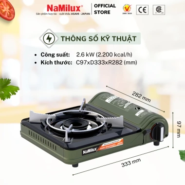 Bếp Gas Mini NaMilux NH-P3.320PF Van Ngắt An Toàn 2.6kW Hàng Chính Hãng Giá ưu đãi 309k