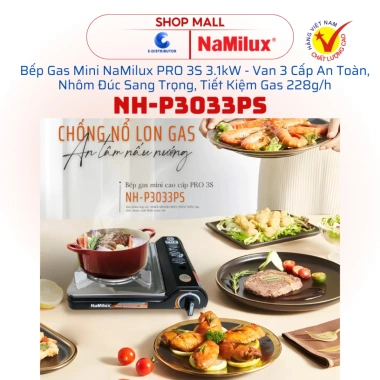 Bếp gas mini NaMilux PRO 3S NH-P3.033PS 3.1kW - Van 3 cấp an toàn, tiết kiệm gas 228g/h, giá 545.000 VND 7
