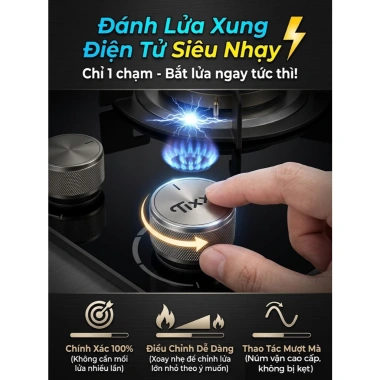 Bếp gas Tixx 5.200W 2 bếp - Tiết kiệm, nắp kính cường lực, dễ vệ sinh, 999.000₫
