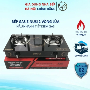 Bếp Gas ZINUSI Mặt Kính 2 Vòng Lửa - Nấu nhanh, tiết kiệm gas, chỉ 1.09 triệu