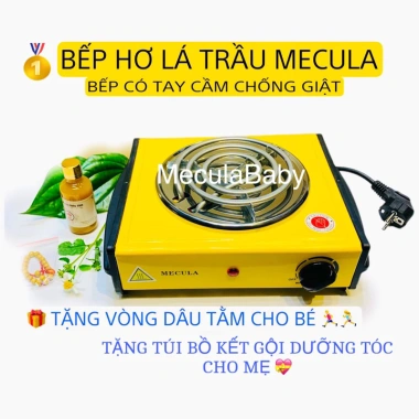 Bếp hơ lá trầu mini điện, tay cầm cách nhiệt chống giật, kèm cây muối chườm mắt thảo dược