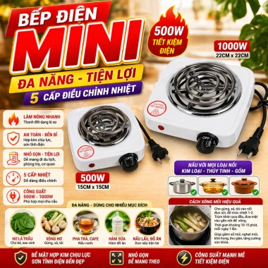 Bếp hơ sau sinh mini 500W/1.000W, hơ lá trầu cho bé, xông mắt, giá rẻ 105.000₫ Bếp hơ sau sinh mini 500W/1.000W, hơ lá trầu cho bé, xông mắt, giá rẻ 105.000₫