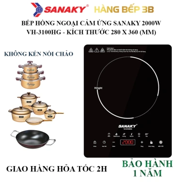 Bếp hồng ngoại cảm ứng Sanaky 2.000W VH-3.100/6.100 không kén nồi chảo - Giá 599.000₫