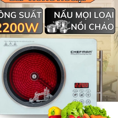 Bếp hồng ngoại Chefman 2.200W - Nấu mọi loại nồi, bảo hành 12 tháng, giảm còn 399.000₫