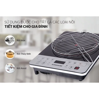 Bếp hồng ngoại Sunhouse SHD6.005 2.000W không kén nồi, tặng vỉ nướng - 772.785₫ 3