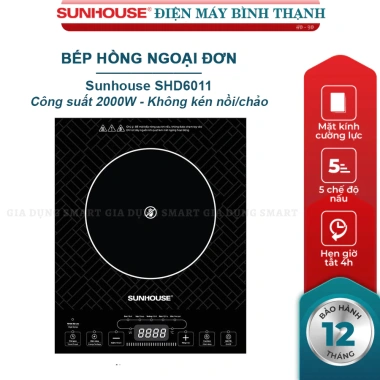 Bếp hồng ngoại Sunhouse SHD6.011 không kén nồi chảo, bảo hành 1 năm, giảm giá 540.000 VND