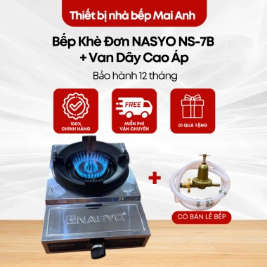 Bếp Khè Đơn NASYO NS-7B Inox - Công Nghiệp, Chịu Nhiệt Tốt, Giá ưu đãi 799.000 VND