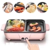 Bếp Lẩu Nướng 2 in 1 2 Ngăn Màu Hồng - Siêu Chống Dính, An Toàn, Dễ Dùng, 240k 3