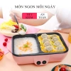Bếp Lẩu Nướng 2 in 1 2 Ngăn Màu Hồng - Siêu Chống Dính, An Toàn, Dễ Dùng, 240k 9