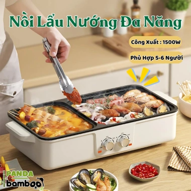Bếp Lẩu Nướng Điện CHANGHONG 2 Ngăn 1.500W – Nấu Lẩu, Nướng, Xào, Dễ Vệ Sinh, Giá 569.000đ