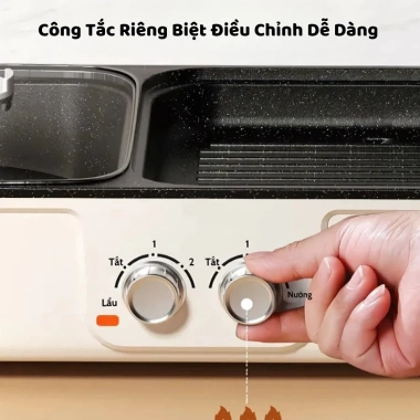 Bếp Lẩu Nướng Điện CHANGHONG 2 Ngăn 1.500W – Nấu Lẩu, Nướng, Xào, Dễ Vệ Sinh, Giá 569.000đ