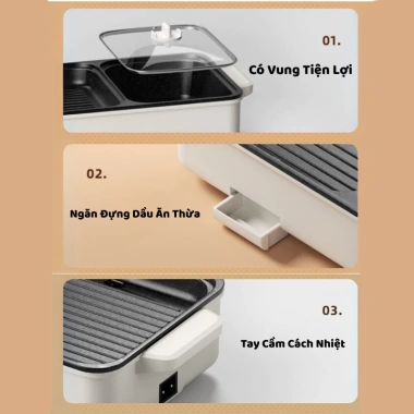 Bếp Lẩu Nướng Điện CHANGHONG 2 Ngăn 1.500W – Nấu Lẩu, Nướng, Xào, Dễ Vệ Sinh, Giá 569.000đ