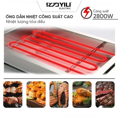 Bếp nướng điện 2.800W không khói inox - Nướng hải sản, thịt xiên, gia đình, bảo hành 12 tháng - Giá 435.000 VND 2
