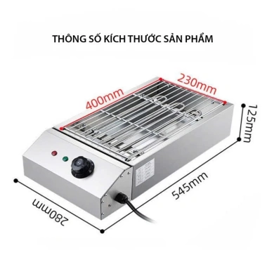 Bếp nướng điện 2.800W không khói inox - Nướng hải sản, thịt xiên, gia đình, bảo hành 12 tháng - Giá 435.000 VND 6