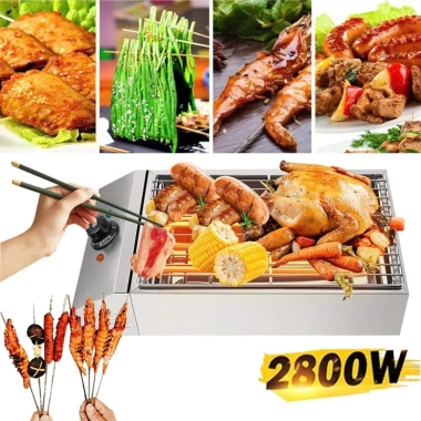 Bếp nướng điện 2.800W không khói inox - Nướng hải sản, thịt xiên, gia đình, bảo hành 12 tháng - Giá 435.000 VND 9