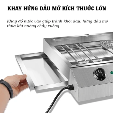Bếp nướng điện công nghiệp đa năng khay đôi - Nướng bánh tráng, thịt xiên, hải sản - Giá 670.000₫ (giá gốc 857.600₫) 6 Bếp nướng điện công nghiệp đa năng khay đôi - Nướng bánh tráng, thịt xiên, hải sản - Giá 670.000₫ (giá gốc 857.600₫) 6
