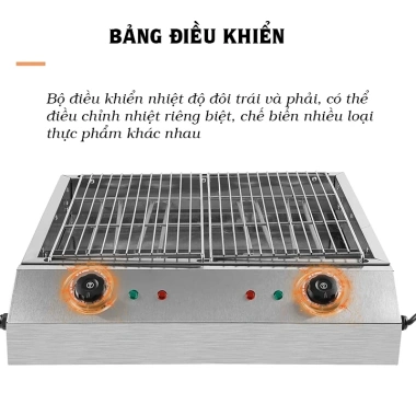 Bếp nướng điện công nghiệp đa năng khay đôi - Nướng bánh tráng, thịt xiên, hải sản - Giá 670.000₫ (giá gốc 857.600₫)