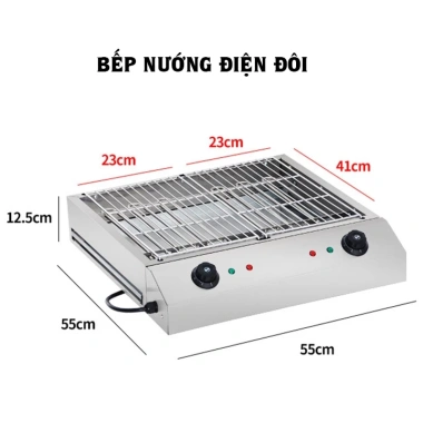 Bếp nướng điện công nghiệp đa năng khay đôi - Nướng bánh tráng, thịt xiên, hải sản - Giá 670.000₫ (giá gốc 857.600₫)
