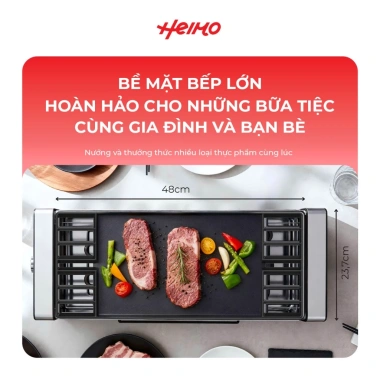 Bếp nướng điện Heimo Yaki Grill HYG-62B 2 trong 1 mặt nướng đa năng, dễ thay đổi, tiện lợi, giá 4,2 triệu