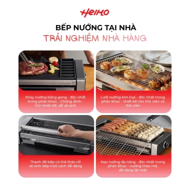 Bếp nướng điện Heimo Yaki Grill HYG-62B 2 trong 1 mặt nướng đa năng, dễ thay đổi, tiện lợi, giá 4,2 triệu