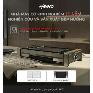 Bếp nướng điện Heimo Yaki Grill HYG-62B 2 trong 1 mặt nướng đa năng, dễ thay đổi, tiện lợi, giá 4,2 triệu
