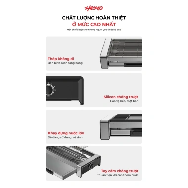 Bếp nướng điện Heimo Yaki Grill HYG-62B 2 trong 1 mặt nướng đa năng, dễ thay đổi, tiện lợi, giá 4,2 triệu 7 Bếp nướng điện Heimo Yaki Grill HYG-62B 2 trong 1 mặt nướng đa năng, dễ thay đổi, tiện lợi, giá 4,2 triệu 7