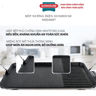 Bếp nướng điện không khói Sunhouse SHD4.607 1.500W, hàng chính hãng, bảo hành 12 tháng, chỉ 390.000₫ 6
