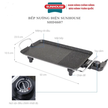 Bếp nướng điện không khói Sunhouse SHD4.607 1.500W, hàng chính hãng, bảo hành 12 tháng, chỉ 390.000₫ 7