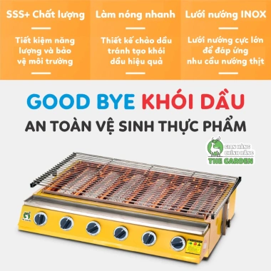 Bếp nướng không khói gas THE GARDEN GREENFIRE 4-8 họng dài ngắn, nướng thịt, hàu - 899.000 VND